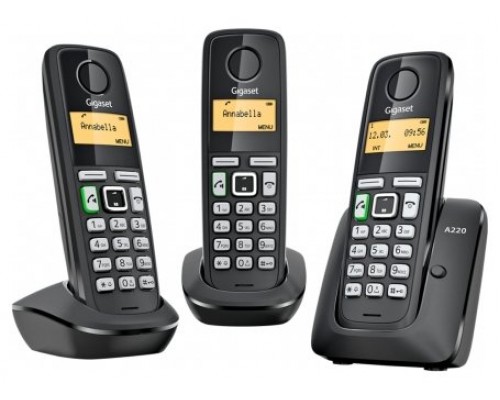 TELEFONO FIJO GIGASET A220 TRIO INALAMBRICO NEGRO